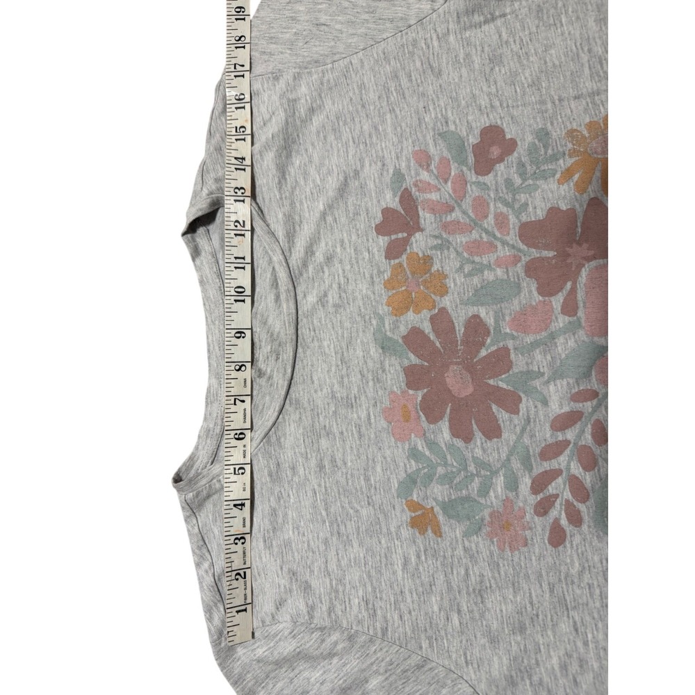 Let Yourself Blossom Floral Graphic T-Shirt Heather Grey Short Sleeve XL - Picture 4 of 7